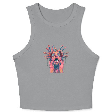 Discover Neon Nightmare: Psychedelic Horror Art Crop Tank Top