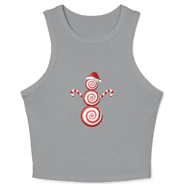Discover Funny Christmas Crop Tank Top Peppermint Candy Snowman