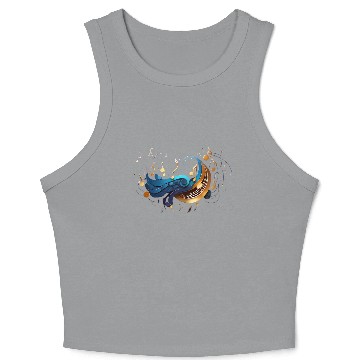Discover Celestial Music Waves: Abstract Notes and Flow Crop Tank Top