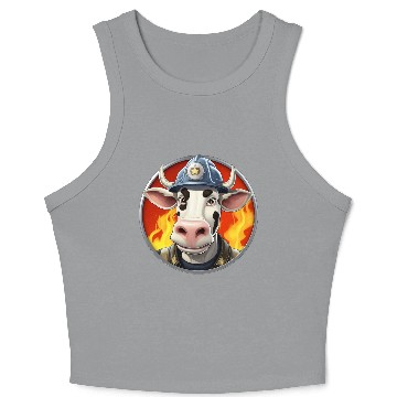 Discover Firefighter cow Crop Tank Top