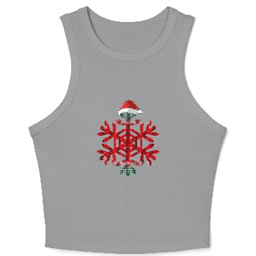 Discover Christmas Buffalo Plaid Snowflakes Santa hat Crop Tank Top