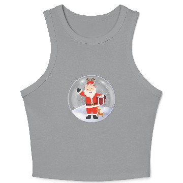 Discover Santa’s Joy: Christmas Snow Globe Crop Tank Top