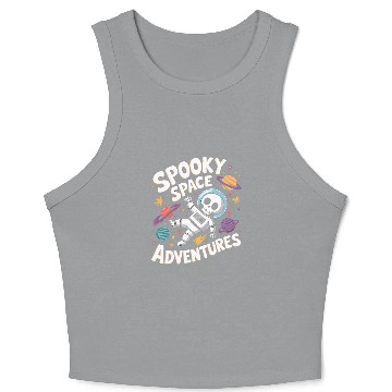 Discover Spooky Space Adventures with Astronaut Skull Crop Tank Top