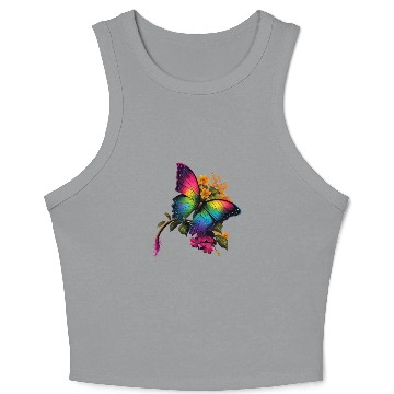 Discover rainbow butterfly on flower Crop Tank Top
