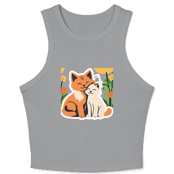 Discover 3d cat dou sweet and joyful Crop Tank Top