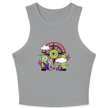 Discover Pink ve Green Psychedelic I Need Space Crop Tank Top