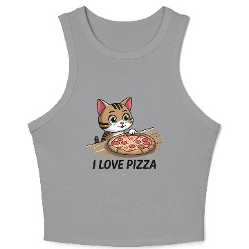 Discover Pizza lover cat Crop Tank Top
