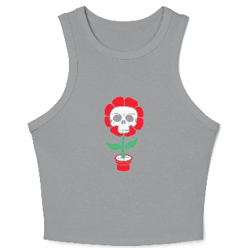 Discover Evil Skull Flower Horror Halloween Skeleton Head Crop Tank Top
