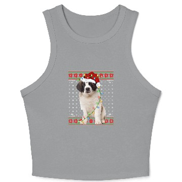 Discover Saint Bernard Dog Ugly Christmas Lights Crop Tank Top
