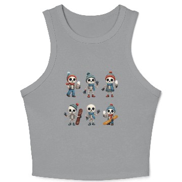 Discover Kawaii Skeleton Winter Collection | Cute Merch Crop Tank Top