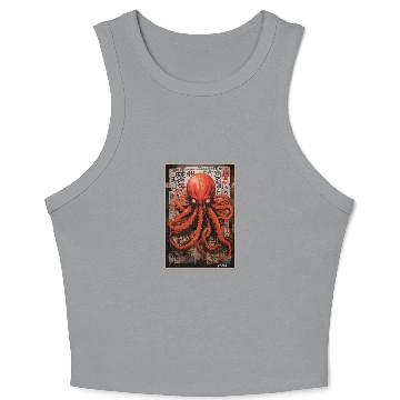 Discover Street Art Red Octopus Crop Tank Top