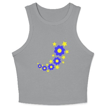 Discover Many Pretty Daisy Flowers Decorative Stars Design Crop Tank Top