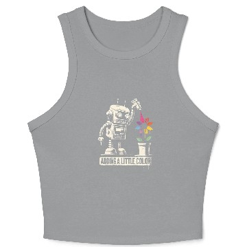 Discover Colorful Floral Robot Crop Tank Top