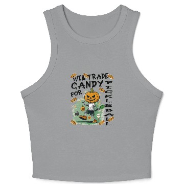 Discover Halloween - Will Trade Candy for Pickleball Crop Tank Top