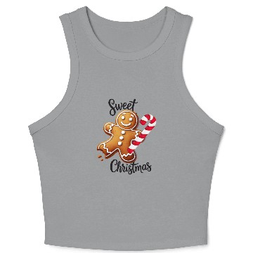 Discover Happy gingerbread man with candy cane Crop Tank Top