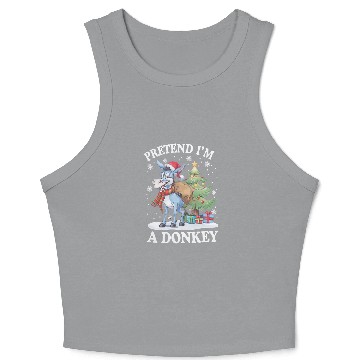 Discover Pretend I'm a Donkey Christmas theme Crop Tank Top