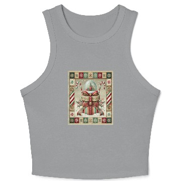 Discover Christmas Snow Globe with Candy Canes and Ribbons Crop Tank Top