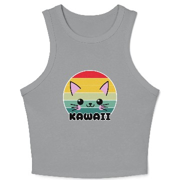 Discover Kawaii Cat Face, Cat Lovers Crop Tank Top