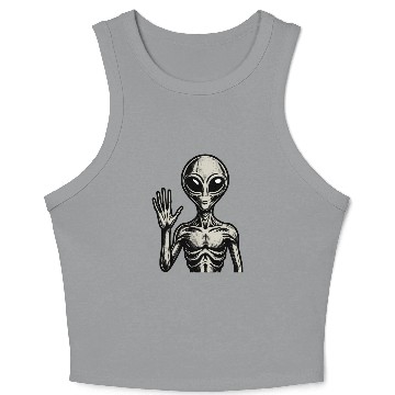 Discover Grey Alien hello Crop Tank Top
