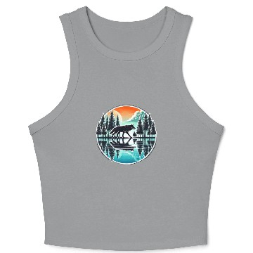 Discover wolf forest Reflection Scenic Wilderness lovers Crop Tank Top