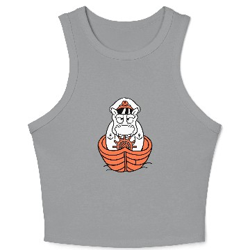 Discover Funny Hippo Old Captain Sails Cute Cartoon Comic Crop Tank Top