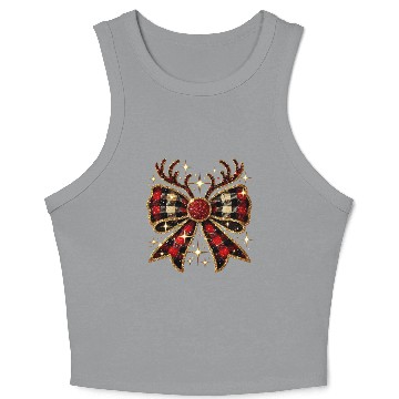 Discover Christmas Reindeer Bow, Merry Christmas Crop Tank Top
