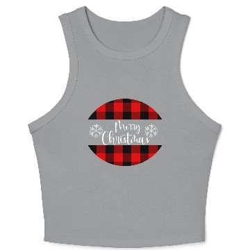 Discover Merry Christmas plaid design Crop Tank Top