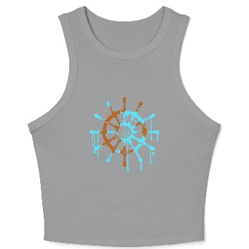 Discover Ship Steering Wheel Sailing Graffiti Spray Drops Crop Tank Top