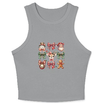 Discover Christmas Coquette Bow Retro Christmas Crop Tank Top