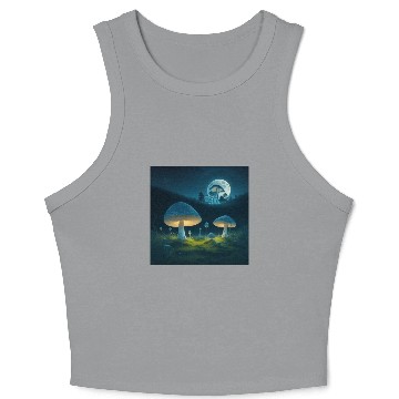 Discover mushrooms in grass Crop Tank Top