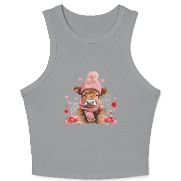 Discover Cute Highland Cow Valentines Day Crop Tank Top