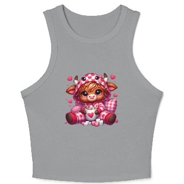Discover Cute cartoon valentines highland cow Crop Tank Top
