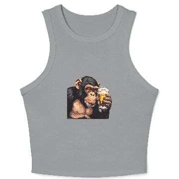Discover Cute Chimpanzee Drinking Beer 2 Crop Tank Top