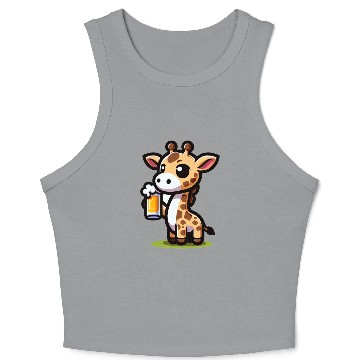 Discover Cute Giraffe Drinking Beer Crop Tank Top