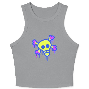 Discover Pirate Skull and Bones Skeleton Graffiti Drops Fun Crop Tank Top