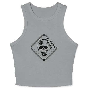 Discover Pirate Shield Skull Skeleton Danger Warning Sign Crop Tank Top