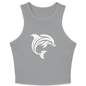 Discover Diver T Tattoo Style Dolphin Jumping Crop Tank Top