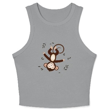 Discover Relaxed monkey - Playful animal motif Crop Tank Top