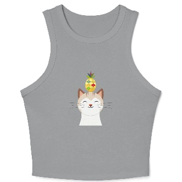 Discover Happy Cat with Pineapple - Tropical Animal Design Crop Tank Top