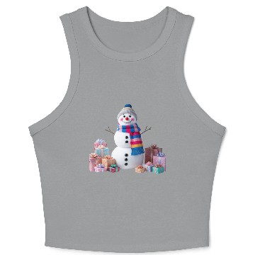 Discover "Festive Snowman Crop Tank Top – Pastel Winter Charm