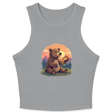 Discover Bear Eating Pizza Crop Tank Top
