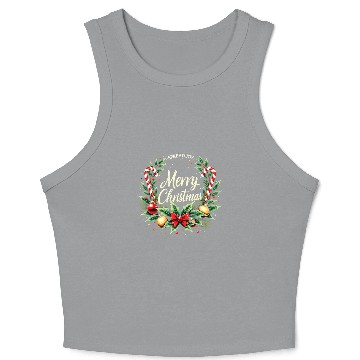 Discover Spread Joy - Festive Merry Christmas Wreath Crop Tank Top