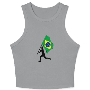 Discover Brazil flag man running Crop Tank Top
