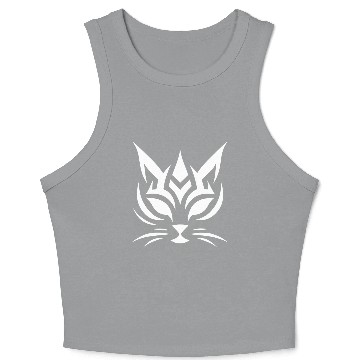 Discover Minimalist Cat Tattoo Face Crop Tank Top