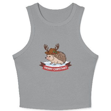 Discover Grumpy Hedgehog Merry Christmas Deer Antler Hat Crop Tank Top