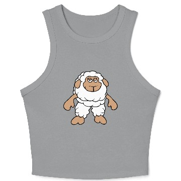 Discover Sheep Standing Cool Bored Tired Cartoon Comic Cute Crop Tank Top