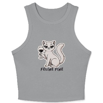 Discover Feline Fine Cat and Wine Lover Crop Tank Top