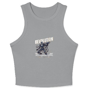Discover Editable AI Robot Sci fi Cyborg Crop Tank Top