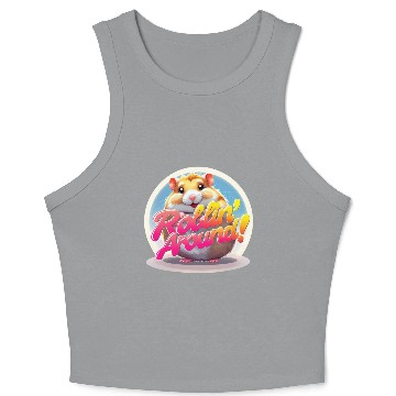 Discover Cheeky Hamster with Playful Text Crop Tank Top