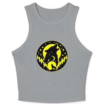 Discover Night Time Wolf LIKE US ON FB #USAPatriotGraphics Crop Tank Top